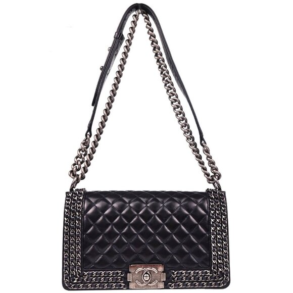 Boy Chanel Dark Navy Calfskin Medium Shoulder Bag 195566 - Picture 1 of 11
